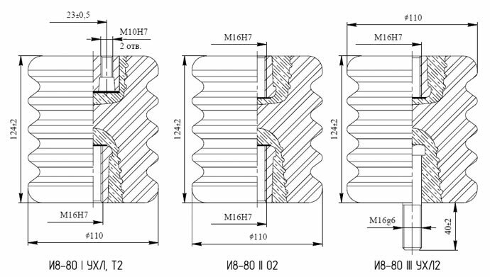 Изолятор И8-80 I УХЛ, Т2, И8-80 II О2, И8-80 III УХЛ2